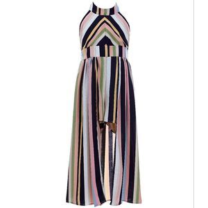 Iris & Ivy Size 14 100% Polyester Colorful Striped‎ Halter Neckline Jumpsuit